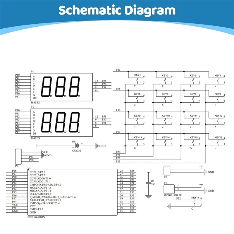 Soldering Practice Kit, 6 Digits DIY Calculator Kit USB/Battery Powered Desk Calculator Soldering Project Kit-Y41A