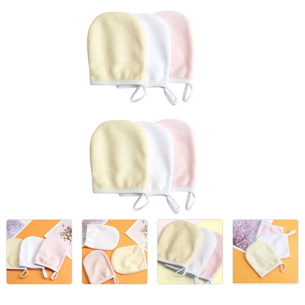 

6 PCS Makeup Remover Pad Cleaning Towel Reusable Eye Pads Face Cleansing Sponges for Fiber Facial Removal Gloves
