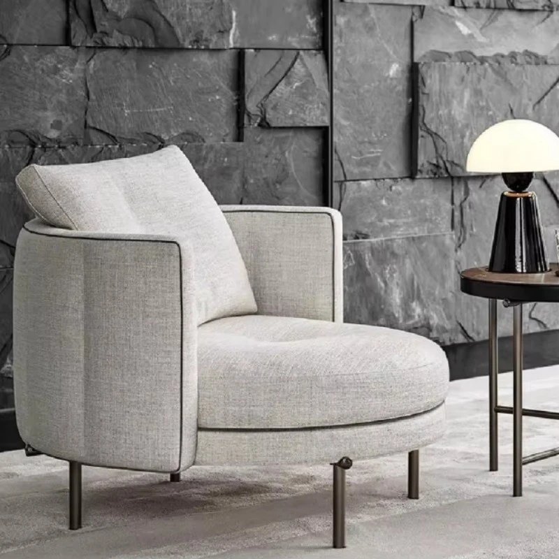 Modern simple small apartment bedroom living room solid wood frame metal base leisure chair