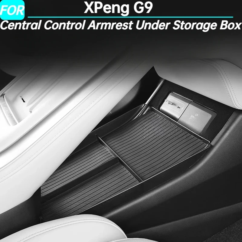 

for Xpeng G9 2023 2024 Center Console Storage Box Car Central Lower Layer Tray Silicone Organizer Accessories Tidying