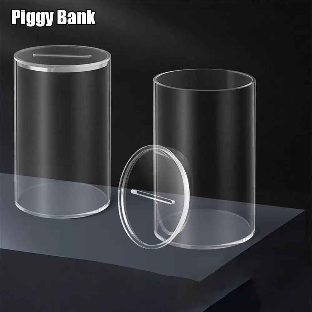 Tirelire en acrylique tendance, grande capacité, transparente, boîte à monnaie, cadeau d'anniversaire, pot à monnaie pour adultes et enfants