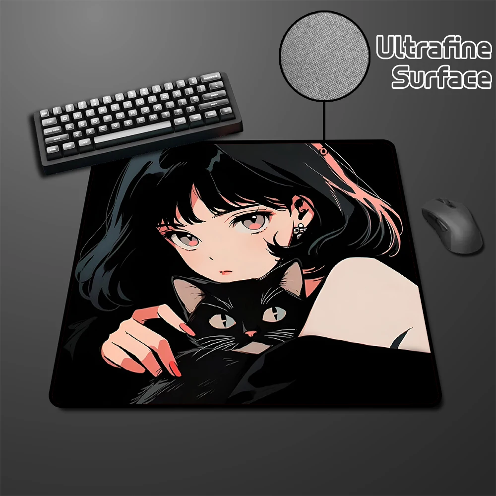 

45x40CM Locking Edge Mouse Pad Gamer Professional E-Sports Mouse Mat Anime Girl High Elastic Non-slip Bottom Speed Mousepad