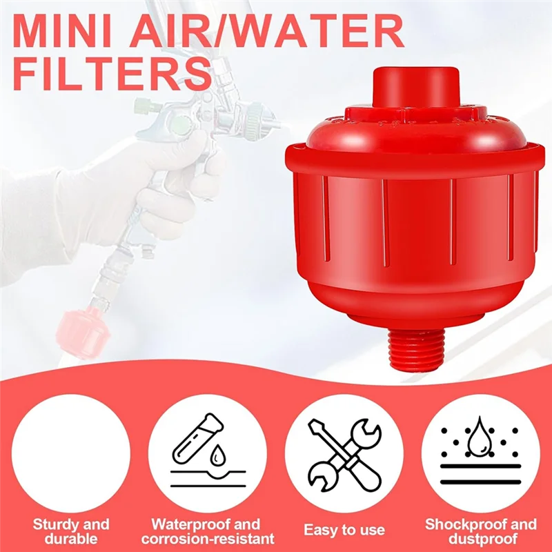 ABPQ-4PCS Filtros de aire y agua desechables, mini filtro de pistola pulverizadora desechable, roscas de 1/4 de pulgada, para la mayoría de pistolas de pulverización y herramientas de aire