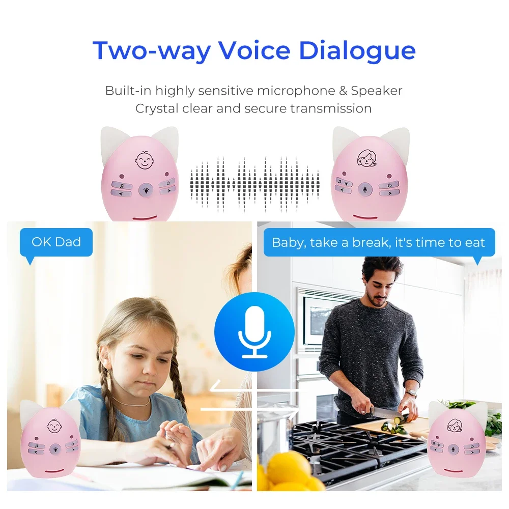 ナイトライト付きワイヤレスベビーモニター,双方向オーディオ,トランシーバーアラーム,音楽,ベビーシッター,ラジオ,乳母