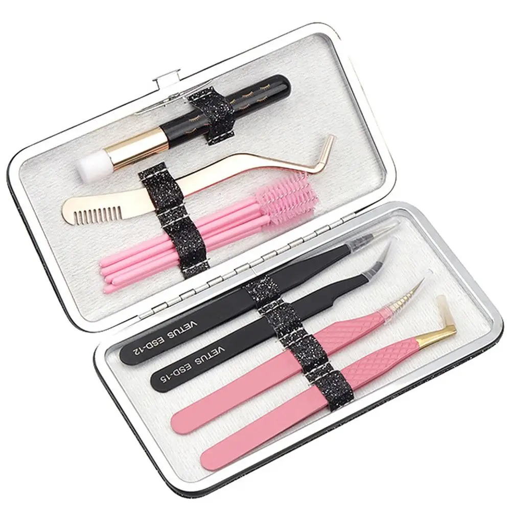 Caja de Pinzas para Extensión de Pestañas Brillantes, Organizador de Pinzas para Extensión de Pestañas Protector de PVC, Portátil y Profesional
