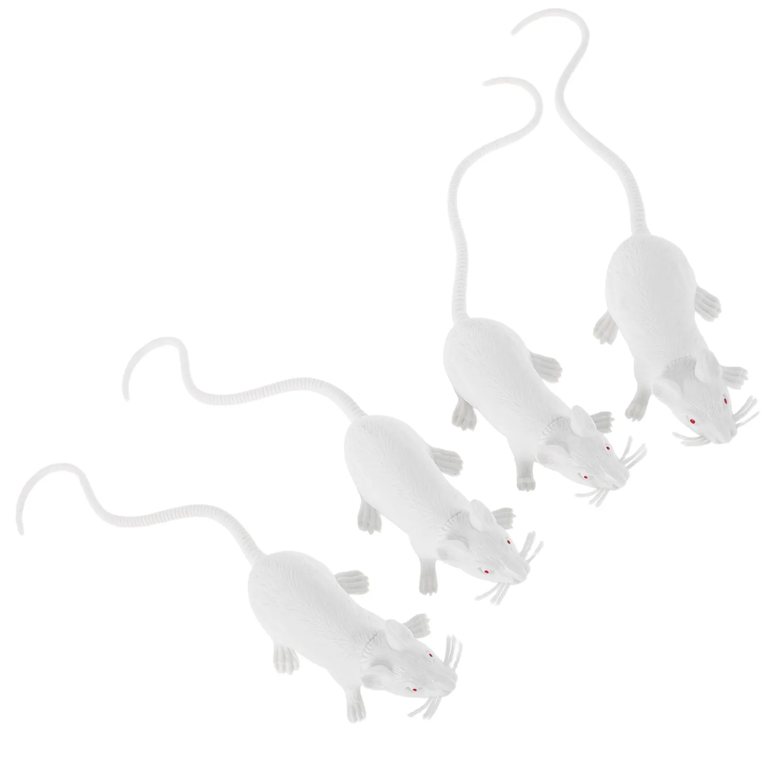 

4Pcs Realistic White Mouse Prank Prop Lifelike Design for Halloween Decor Party Props Interactive Cat Entertainment Educational