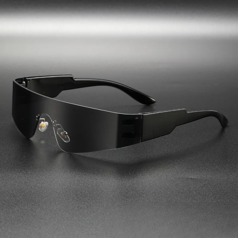 Future Oriented Y2K New Fashionable One-piece Sunglasses, Surround Style Sports Punk Sunglasses