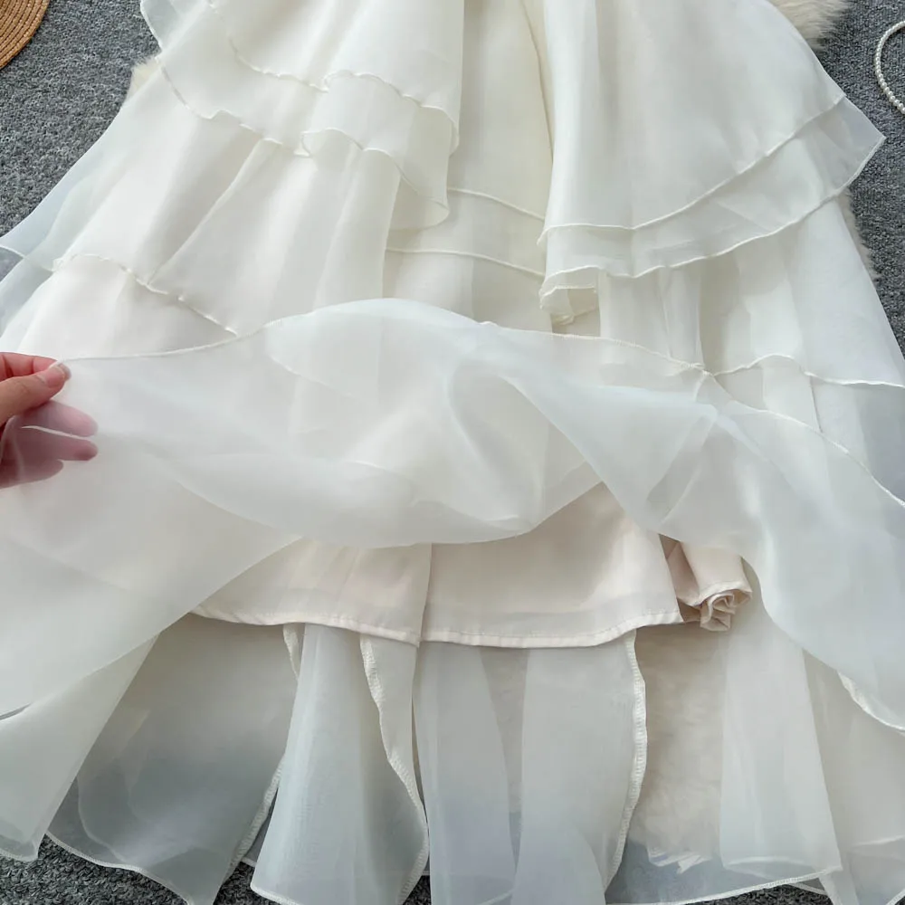 Vintage élégant sans manches floral robe à manches longues décontracté français femmes mode automne printemps robes