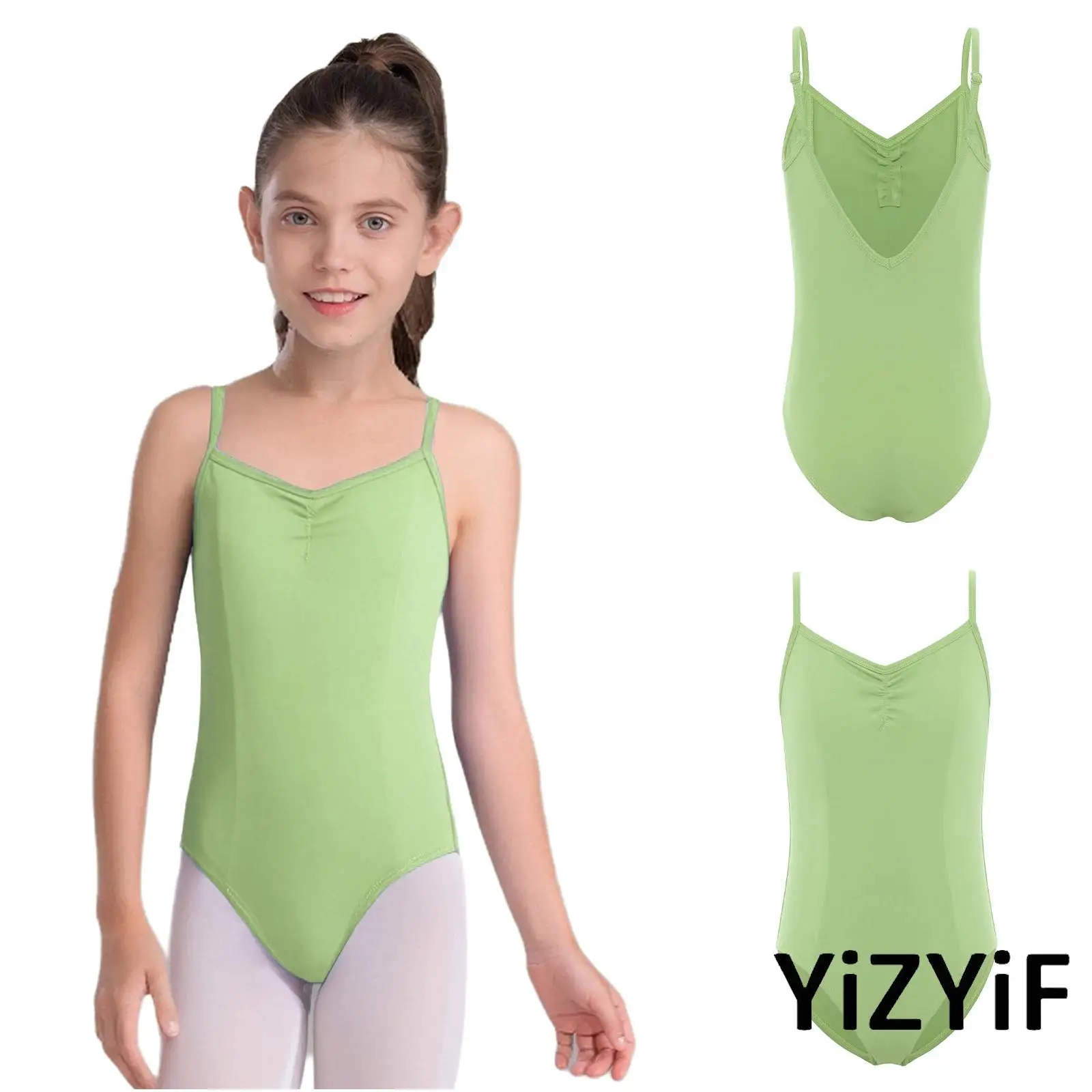 

Girls Lyrical Gymnastics Ballet Yoga Dance Leotard V-Back Sleeveless Ballet Latin Dance Bodysuit for Figure Skating Performance