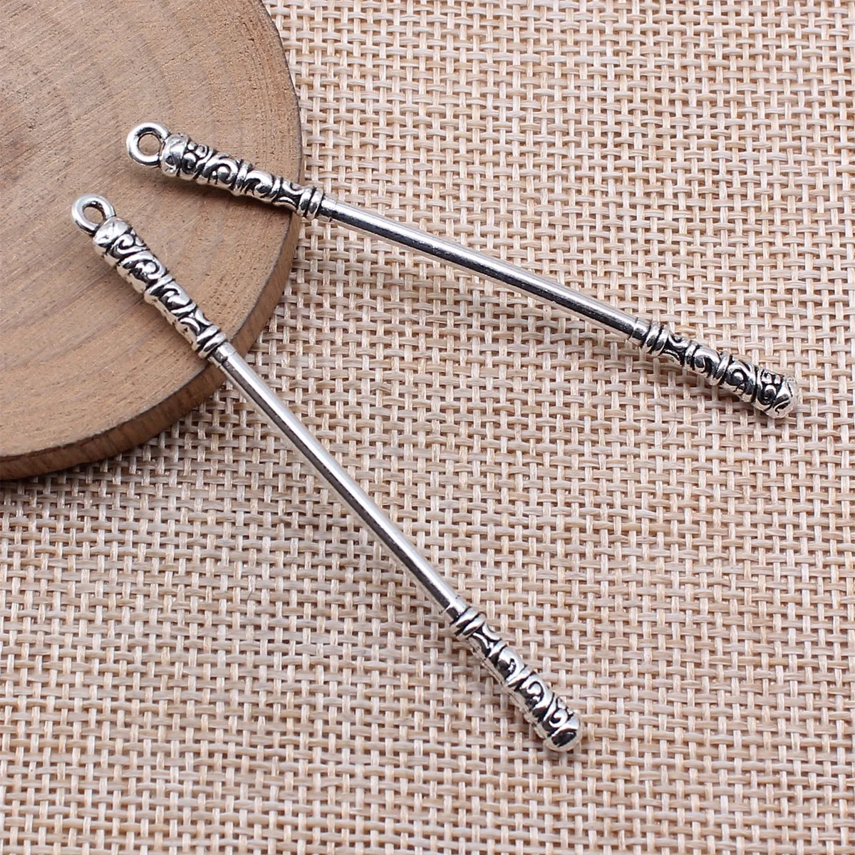 10pcs 70mm Antique Silver Color Acgn Cosplay Sword, Gun, Sword And Halberd Charms Alloy Materials Jewelry Making