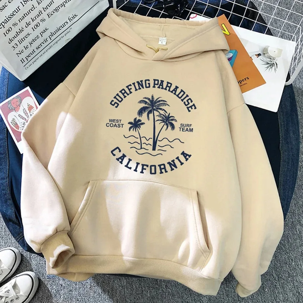 

Surfing Paradise West Coast California Sweatshirt Female Hip Hop Hoodie Cartoons Loose Sportswears Autumn Fleece Women Hoody