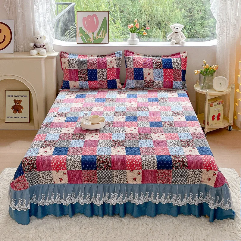 

Quilted Bedspread for Double Bed, Lace Style, Thicken Velvet Padding, Bed Covers, Tatami Sheet, Mattress Cover, Coverlet Set, Wi