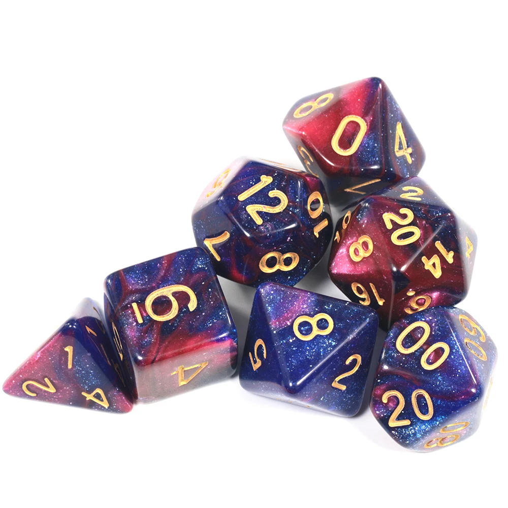 Galaxy Polyedrisches Würfelset, 7-teilig, digitale DND-Würfel für Tabletop-Brettspiele, Rollenspiele, Zubehör – Detail 1