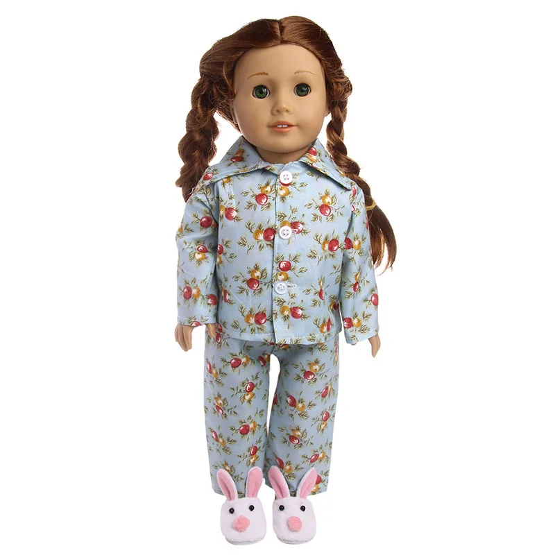 Doll Clothes Cute Floral Pajamas Outfit For 18Inch America Doll&43Cm Reborn Doll Accessories,Our Generation Girl's Toy Gift