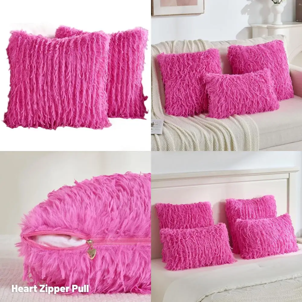 

Набор из 2 наволочек для декоративных подушек, 26x26 дюймов, ярко-розовый, с текстурой, имитирующей кожу, идеально подходит для домашнего декора, дивана, кровати, гостиной