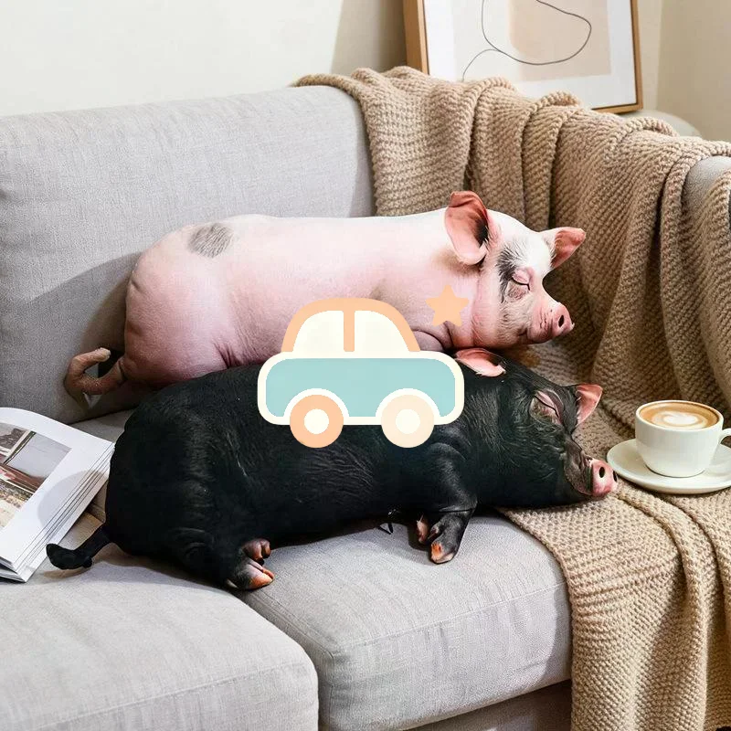 Realistic 3D Pig Shaped Plush Pillow Soft Comfortable Fabric Perfect For Sofa Decor Bed Rest Birthday Gift For Kids And Adults