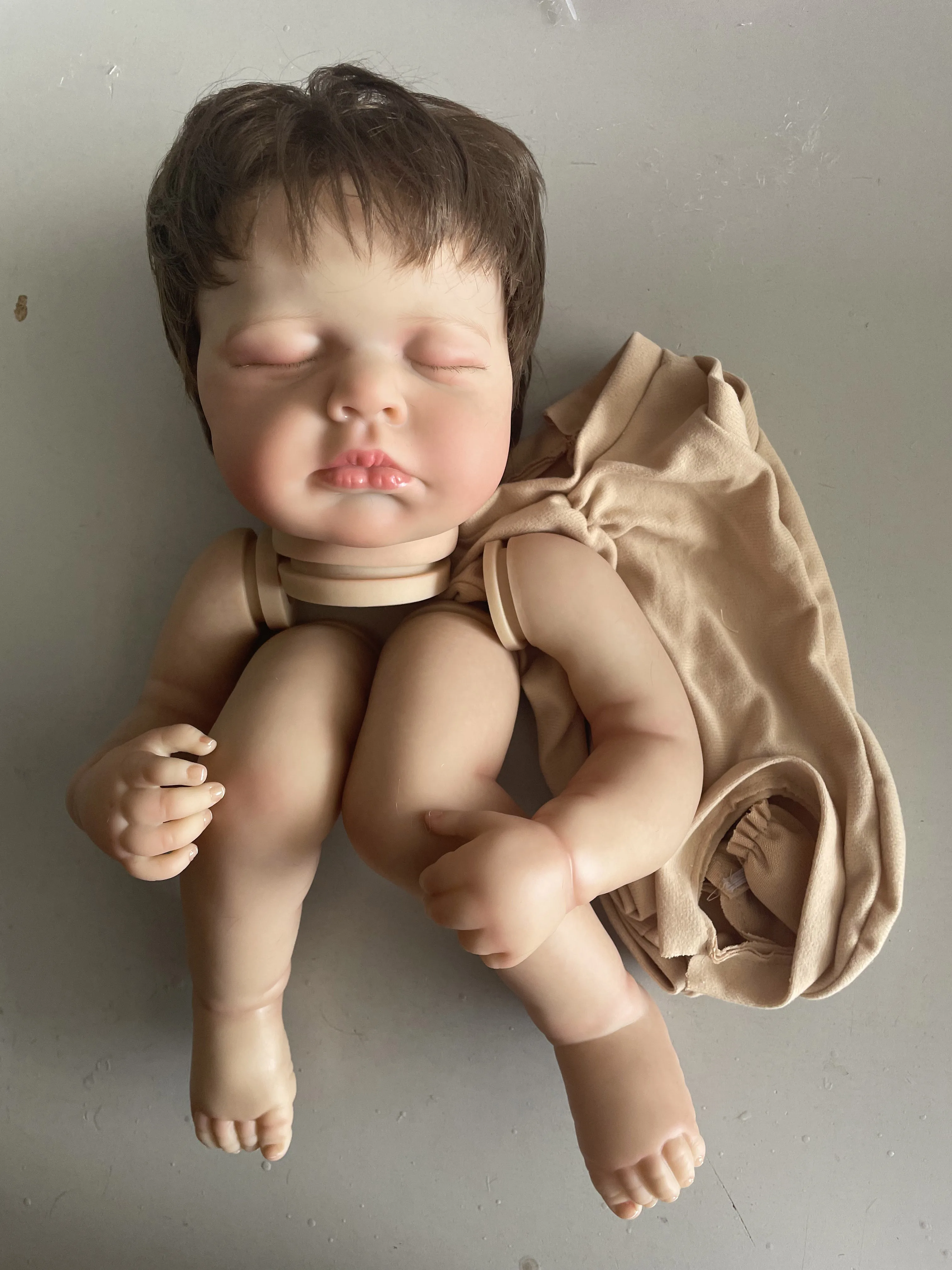 48 سنتيمتر تولد من جديد مجموعات الدمى Loulou مع الجلد ثلاثية الأبعاد Venis العديد من التفاصيل أجزاء الدمية المفككة مع الجسم والعيون القماش