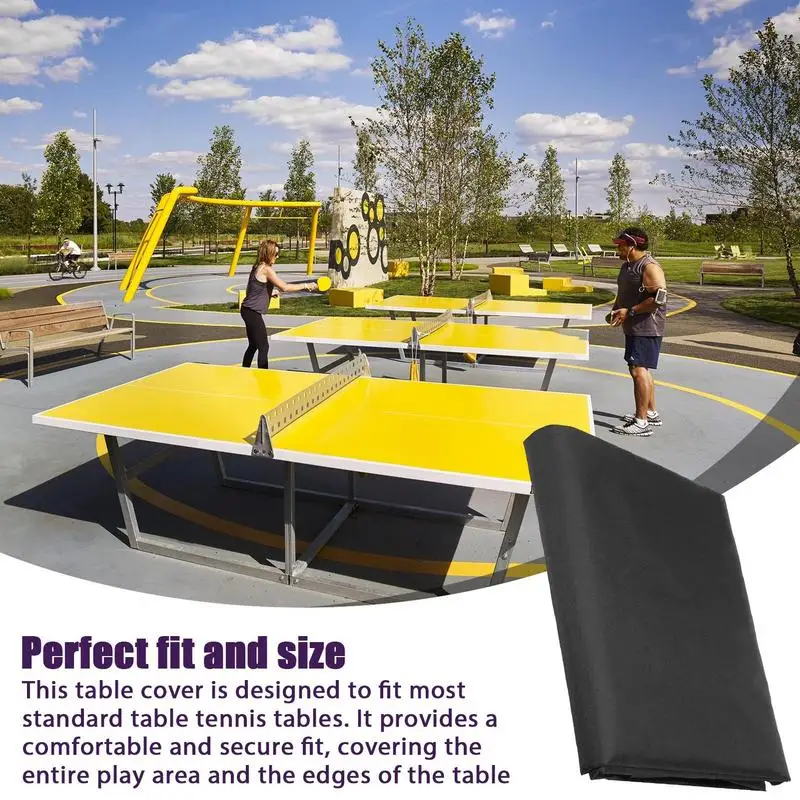 Multi-Function Ping Pong Table Cover Waterproof Dust-Proof Folding Black Choth Furniture Protection For Household Or Outdoor