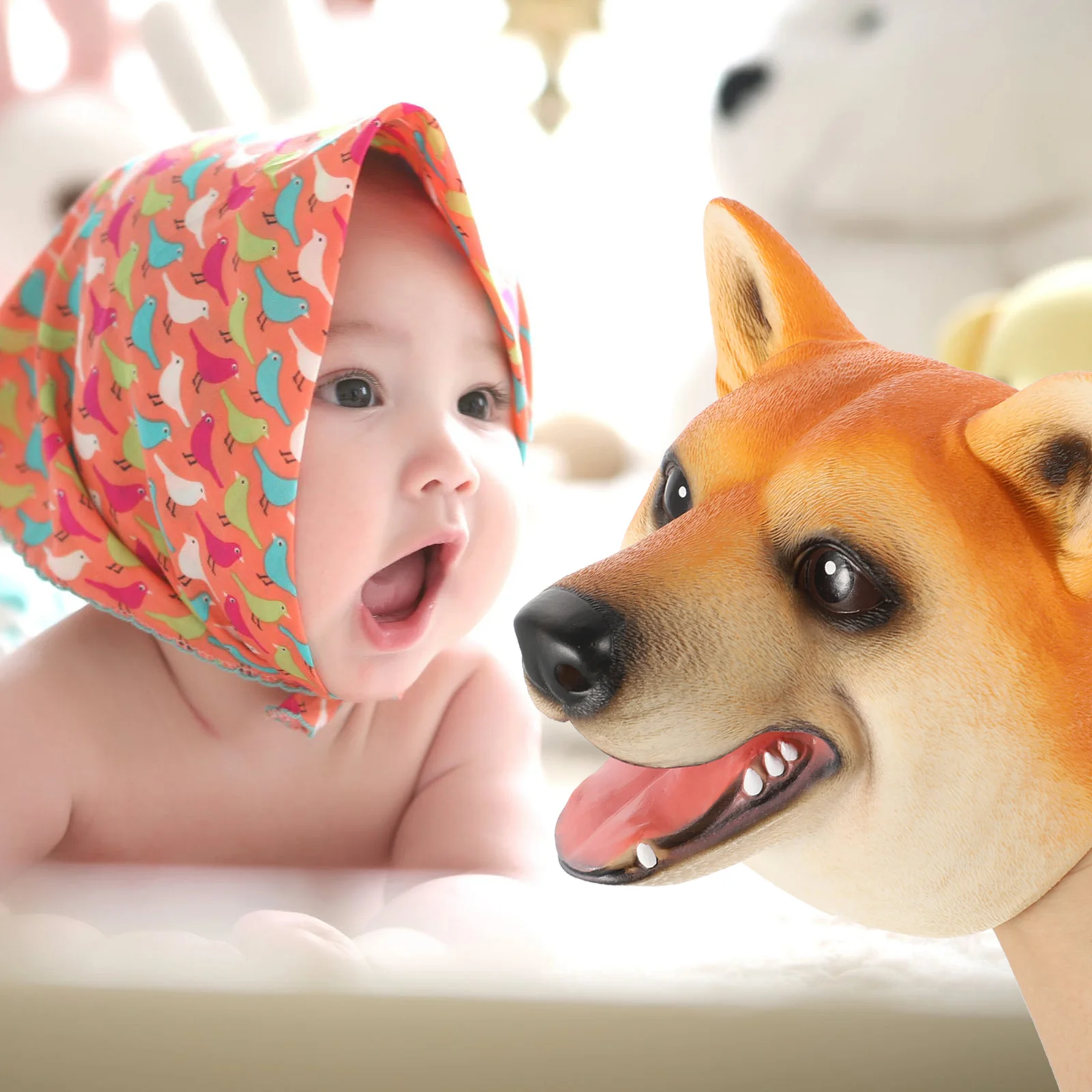 Guanti per burattini a mano per cani di peluche per bomboniere per bambini Burattini per bambini in emulsione