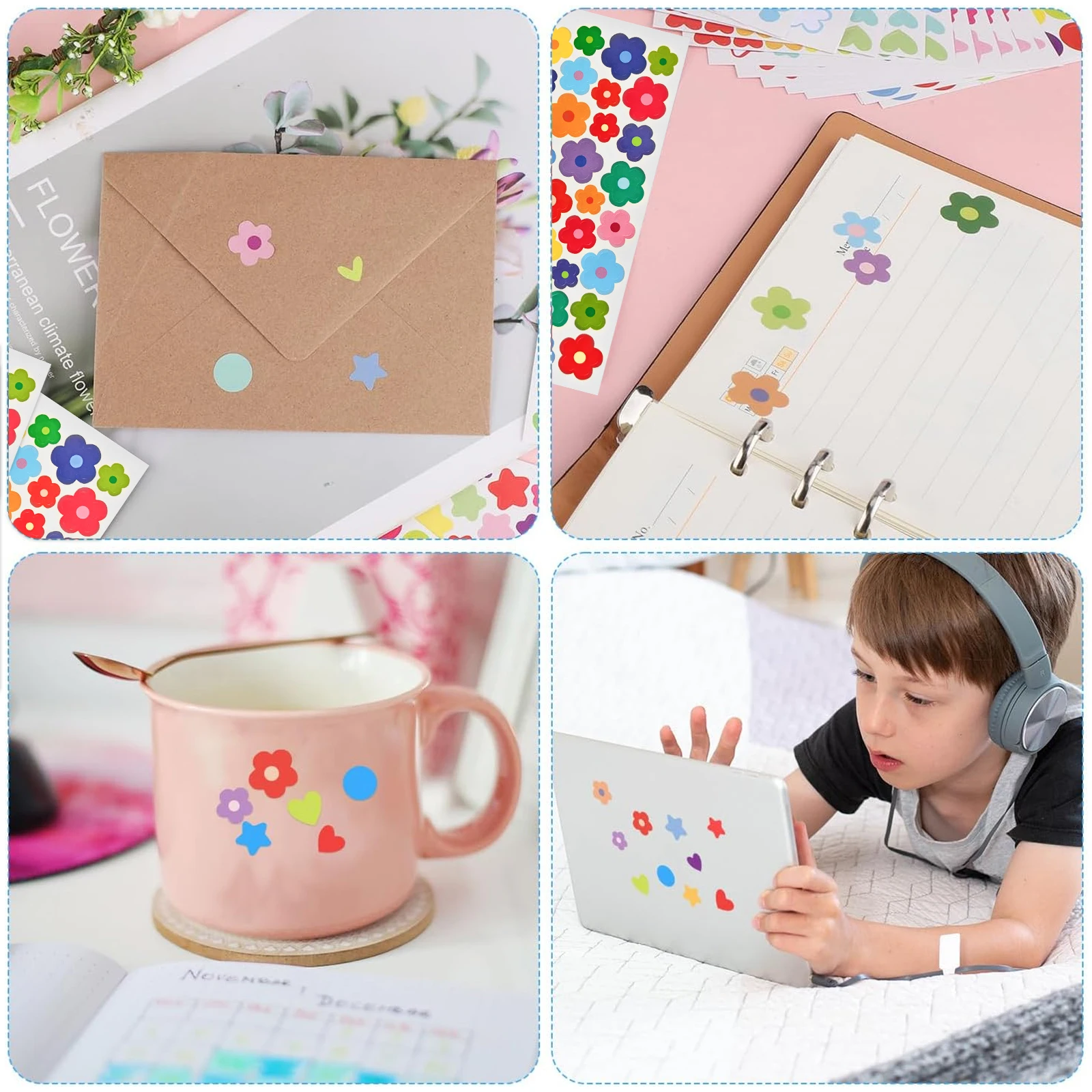 Colorful Star Flower Heart Dot Stickers Self Adhesive for Scrapbooking DIY Arts Crafts Decoration Kids Reward Student Teacher Su image 6