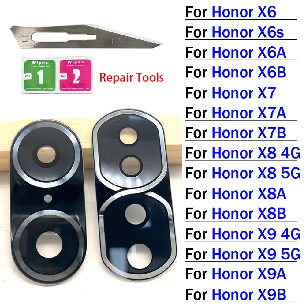 Back Rear Camera Glass Lens Cover With Adhesive For Huawei Honor X5 X6 X6s X6A X6B X7 X7A X7B X8 X8A X8B X9 X9A X9B 4G 5G
