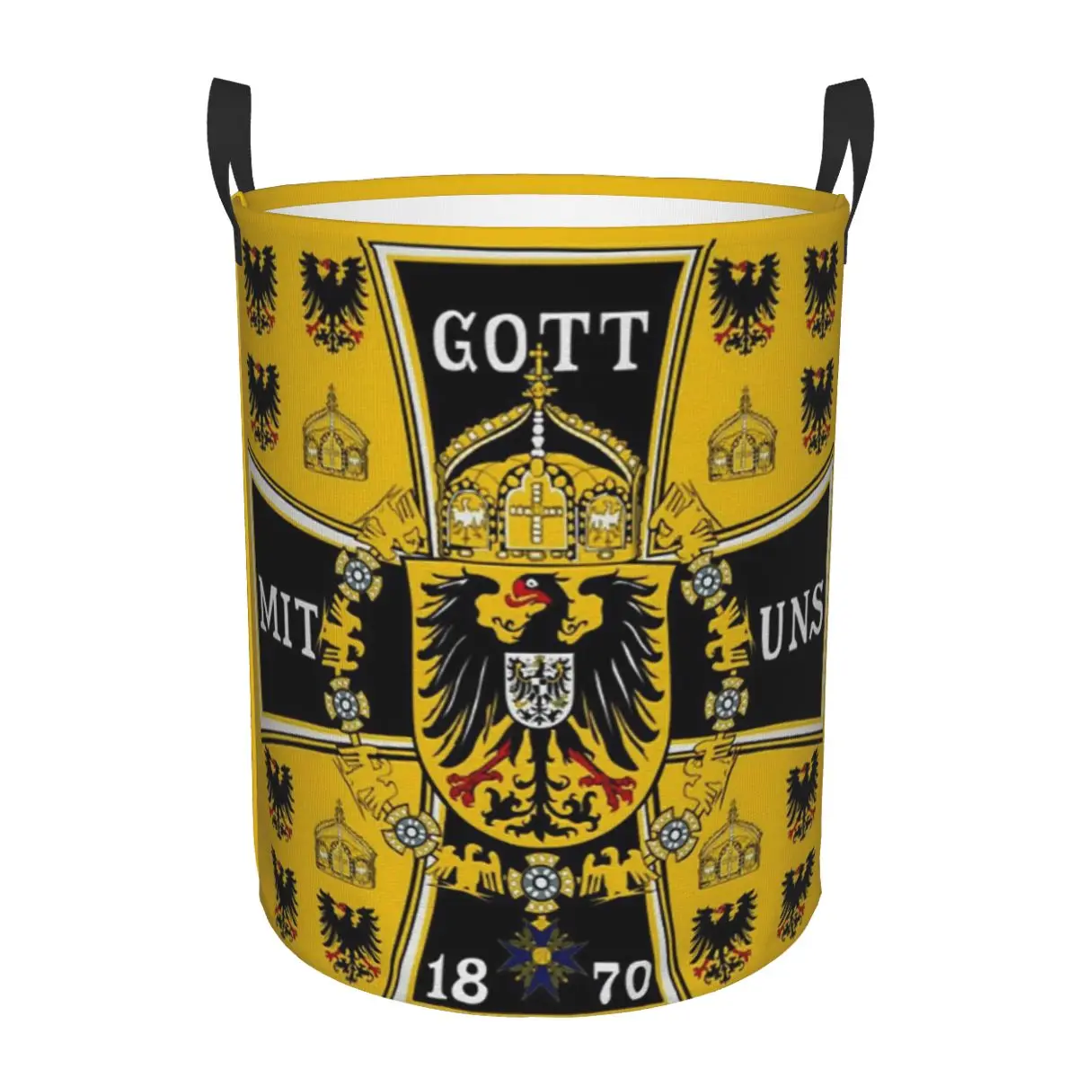 Prussian Battle Flag Of 1870 Laundry Basket German Emblem Patriotic Baby Hamper for Nursery Toys Organizer Storage Bins