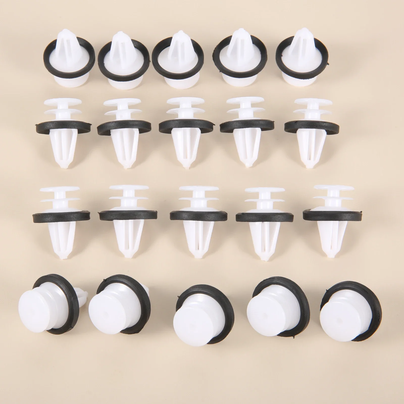 20Pcs Car Door Trim Panel Clips W713297-S300 With Sealer Ring For Ford White Plastic Retainers Car Accessories