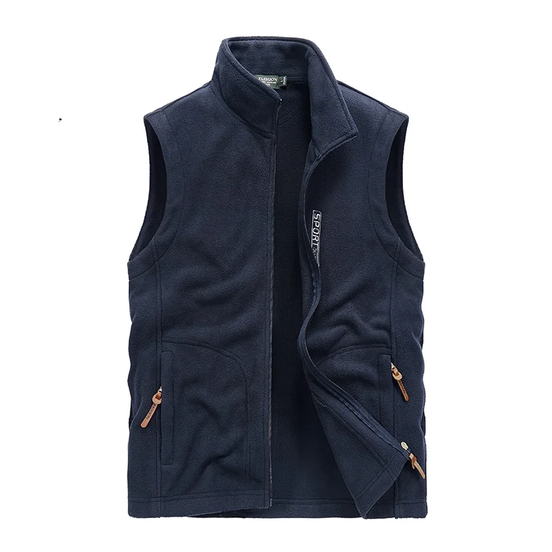 

Men New Quality Fleece Vest Male Thickened Horseclip Oversized Fleece Jacket Warm Vest Stand Up Collar Men's Coat