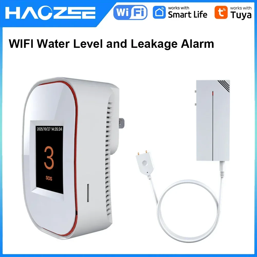 

Датчик протечки воды Haozee Tuya WiFi, умный детектор протечек и затоплений, дальность действия 500 м, система звуковой сигнализации для наружного применения