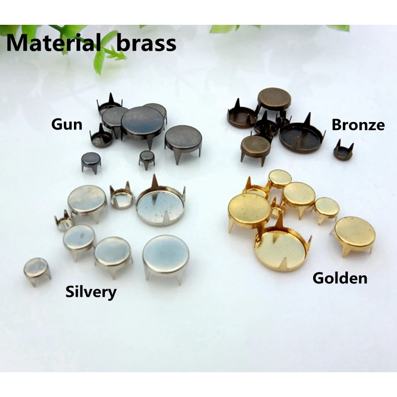 50 PCS 4-12mm Flat Side Round Brass Nailhead Garment Rivet Claws Stud For Bag Jeans Doll Leather Craft Clothes DIY Accessories