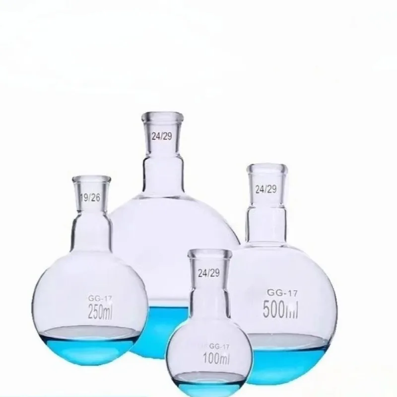 2PCS Standard Ground Joint Round Bottom Flask Spherical High Temp Glass Vessel Distillation Reaction Lab Glassware
