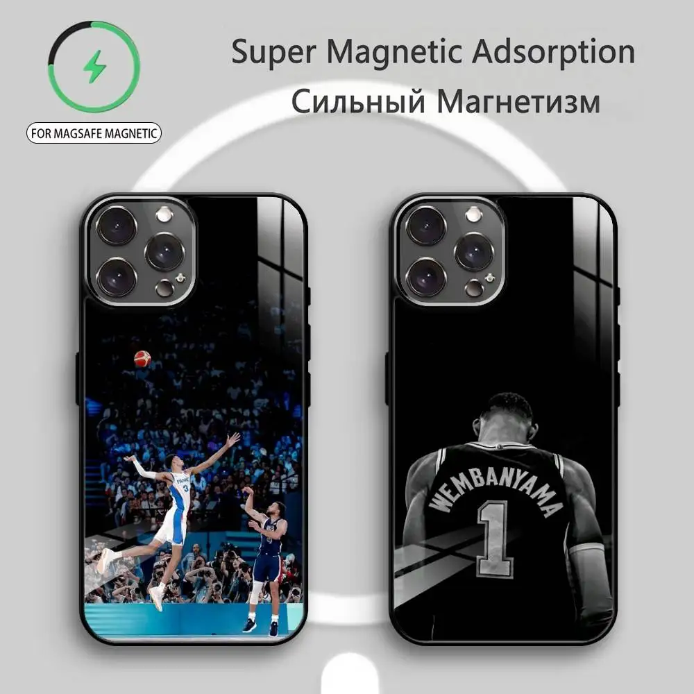 

B-Basketball V-Victor W-Wembanyama Phone Case For iPhone17,16,15,14,13,12,11 Plus,Pro Max Magnetic For Magsafe Wireless Charging
