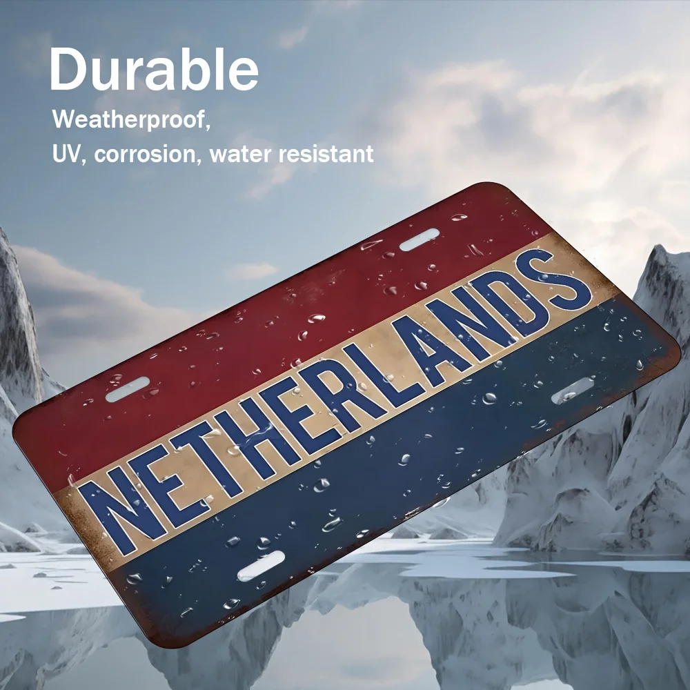 2D Flat, 1pc Dutch Aluminum License Plate Decorative Panel, for Decoration Only, Wall-Mounted, Suitable for Home, Bar