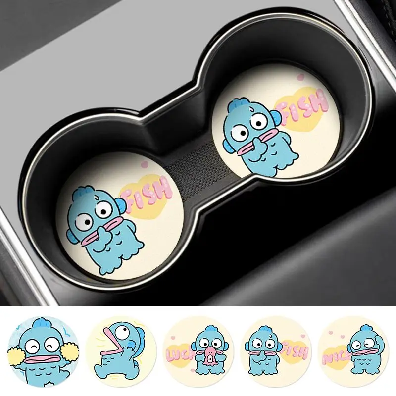 

Kawaii Sanrio Hangyodon Car Coaster Anime Car Good Thing Creative Water Cup Mat Car Decoration Non-slip Universal Accessory Gift
