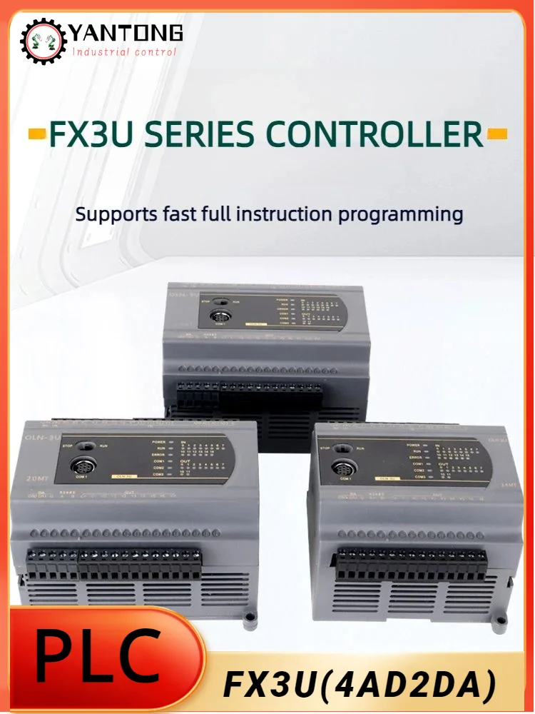 FX3U PLC Programmable Logic Controller FX3U-14/20/24/32/40/48/60/64MR/T High-speed Pulse With Analog 4 AD2DA Support Modbus RTU