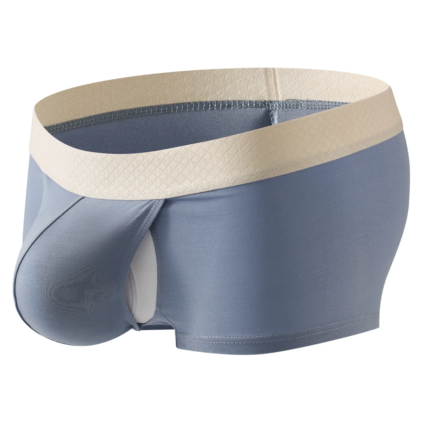 Sexy Men's Bullet Separation Boxers Mid-waist U-convex Pouch Underwear Breathable Panties Flat Angle Four Cornered Pants