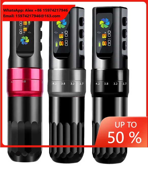 High Quality Custom Logo Color Screen Stroke Changeable 2000Mah Fast Charge Wireless Tattoo Machine Pen