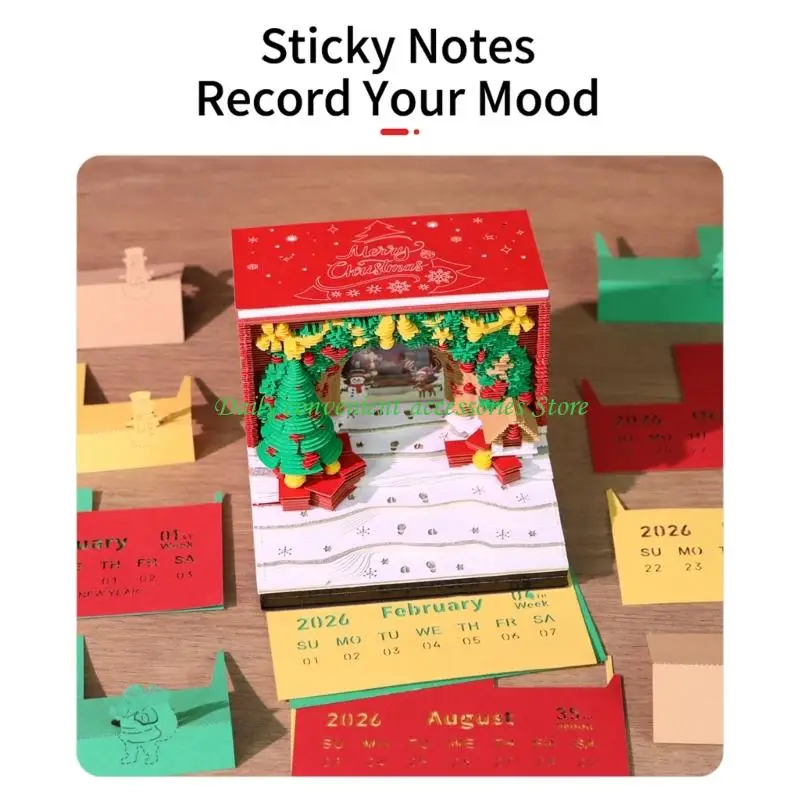 97QB ธีมคริสต์มาสปี 2026 ฉีกปฏิทินศิลปะกระดาษรีไซเคิลการออกแบบเรืองแสง 3 มิติ