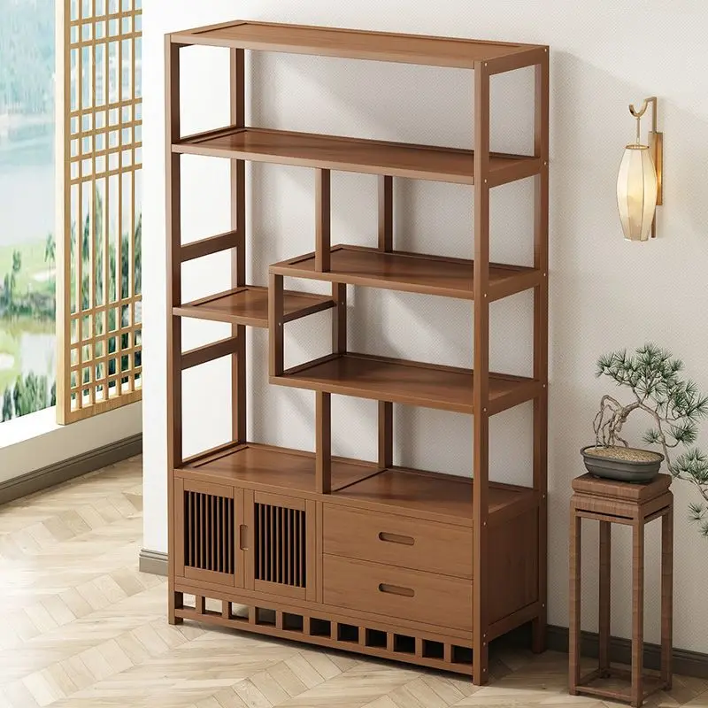 Manufacturer Clearance Sale New Chinese Bogu Rack Tea and Wine Cabinet Living Room Display Cabinet Duobao Pavilion Zisha Pot