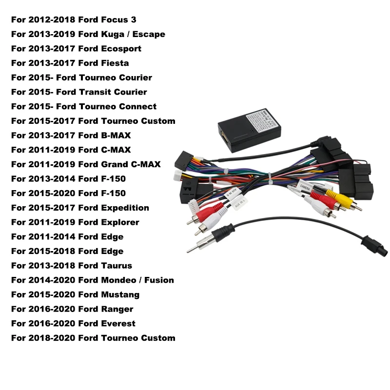 For Ford Fiesta 2012 16Pin Android Wiring Harness Power Cord with Canbus Decoder G-RZ-FD60 for Focus Mk3