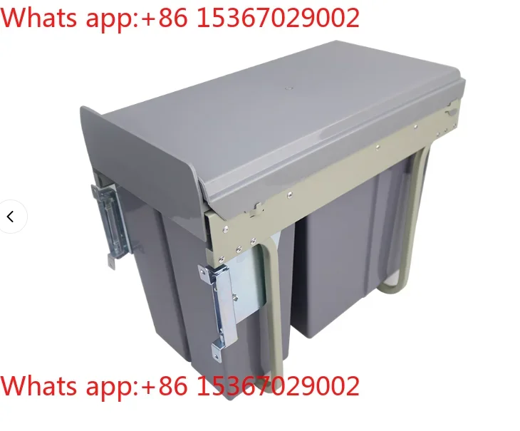 Large Kitchen Waste Basket Kitchen Plastic Built-in Hidden Insert Push-pull Dry and Wet Separation Cabinet Trash Can Pull