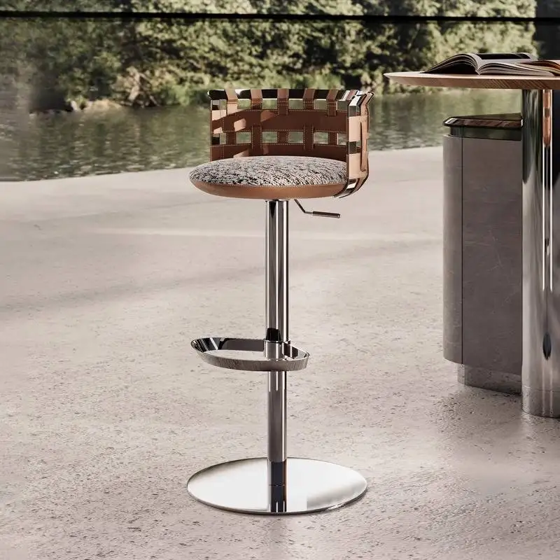 

High Back Support Bar Chair Decorative Piece Japan Restaurant Dining Bar Chair Counter Stools Foldable Taburete Cocina Furniture