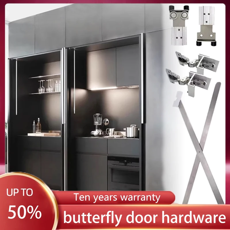 

Hidden Cabinet Door Wardrobe Folding Flat Door Hardware Accessories Butterfly Door Track Inverted Pocket Door Sliding Guide Rail