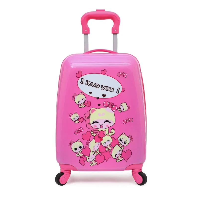 Imagem -03 - Cartoon Rolling Bagagem para Crianças Mala de Viagem na Roda Carry-ons Hardside Bolsa Trolley Presente para Crianças 16 18