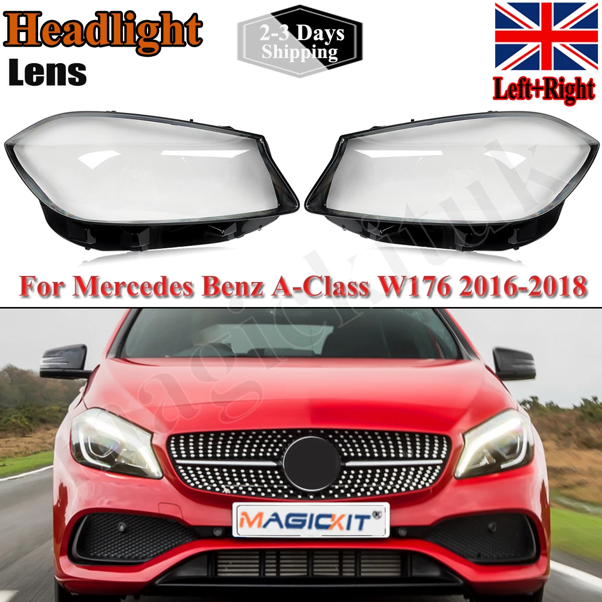 

SAIQINGSP For Mercedes-Benz A-Class W176 2016-2018 Facelif Headlight Cover Lens Shell Car Accessories Tools