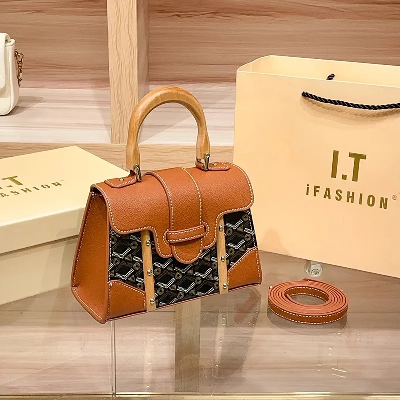 Luxury Brand Retro Vintage Dog Tooth Saigon Handbag with High Texture Fashionable and Casual Diagonal Cross Small Square Bag