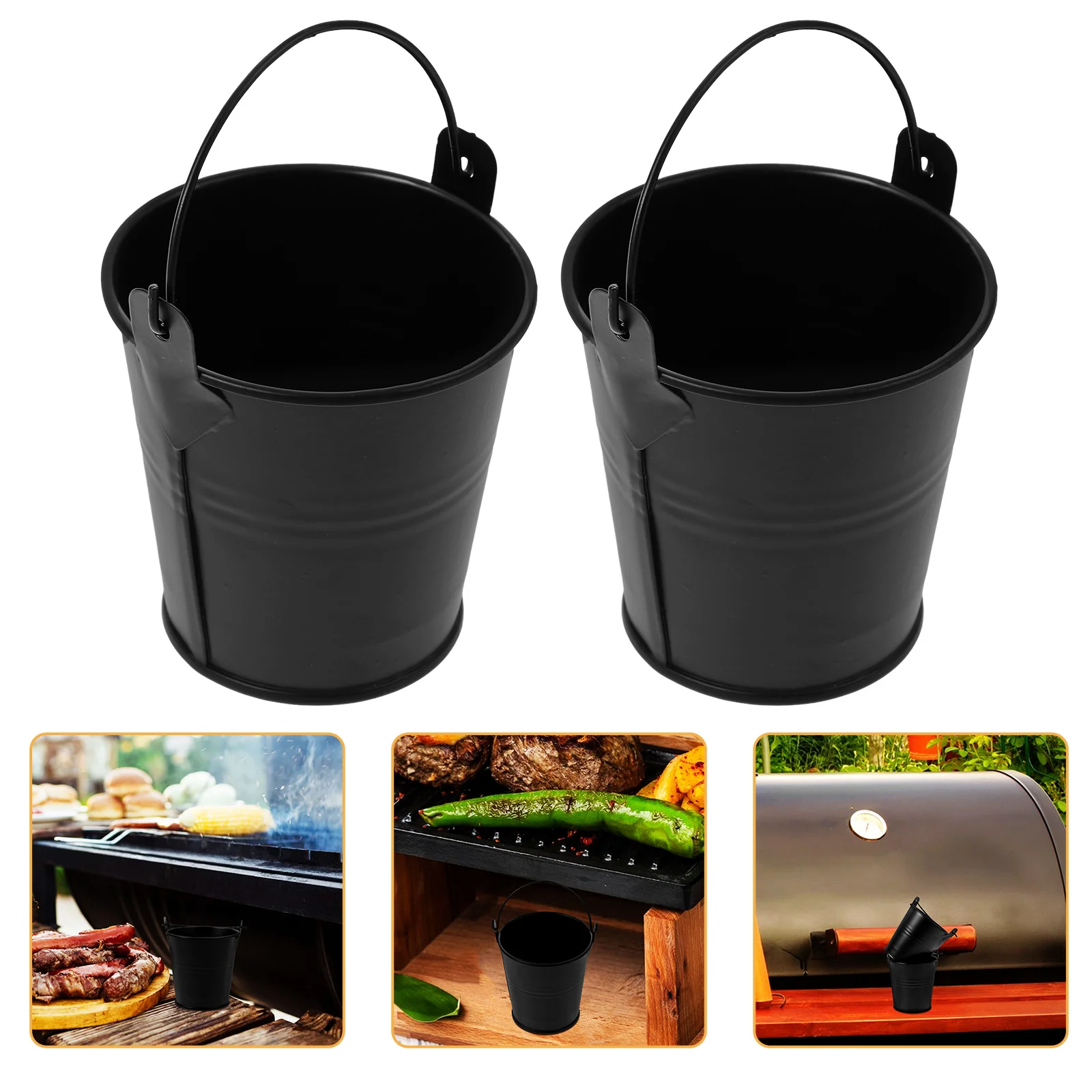 

2Pcs Metal Barbecue Grease Bucket for Grill Drip Oil Collection Heavy Duty Reusable Outdoor Cooking Accessory Grease Bucket