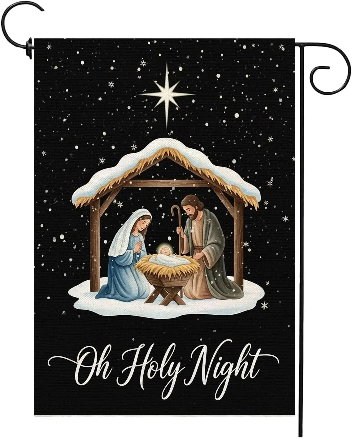 Christmas Nativity Garden Flag 12x18 Inch Double Sided Oh Holy Night Jesus Christian Xmas Winter Yard Outdoor Decorations LL PPM