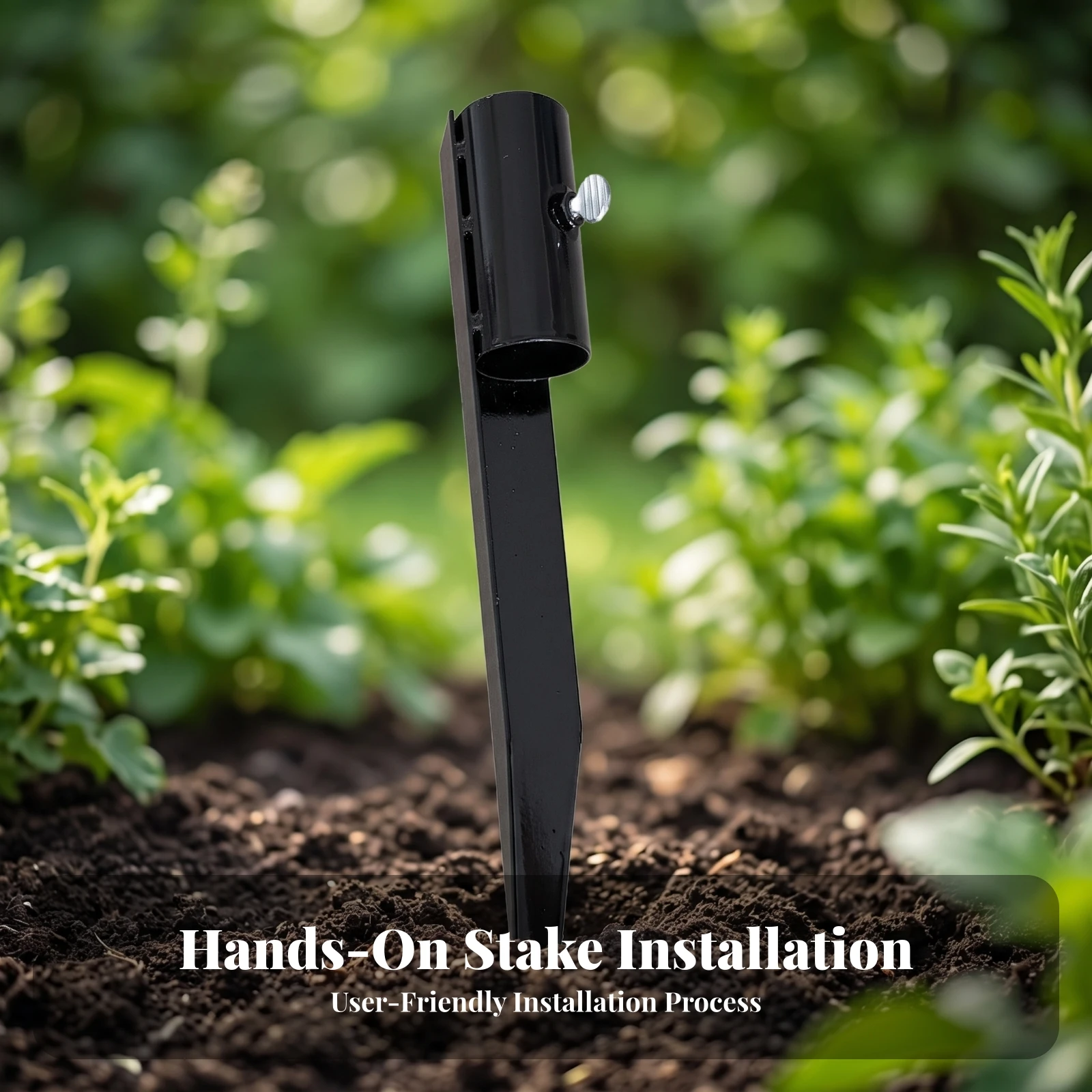 6 Pieces Stake with Tightening Screw Heavy-Duty Pole Holder Stake Metal Ground Spike No Insert Post and Flag Pole Base Outdoor