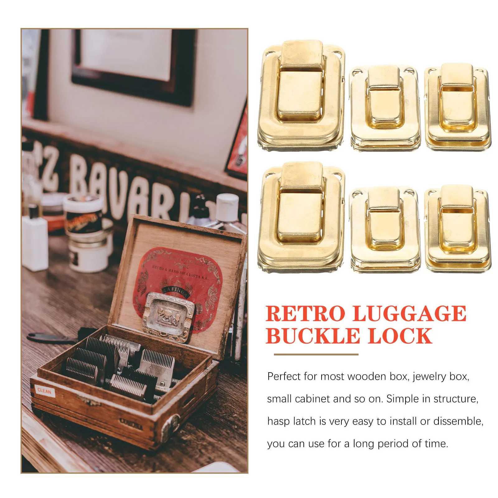 6 шт., маленькая шкатулка для драгоценностей, петля с замком, прозрачная застежка для подарочной коробки, косметичка, сделай сам, пряжка для шкафа для хранения, пряжка для чемодана
